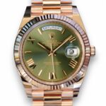 Rolex Day-Date 40 Everose gold olive green dial Box set