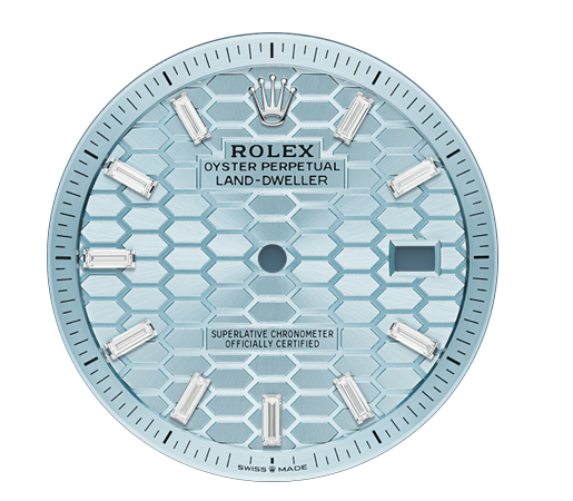 Rolex Land-Dweller iced blue dial with diamonds
