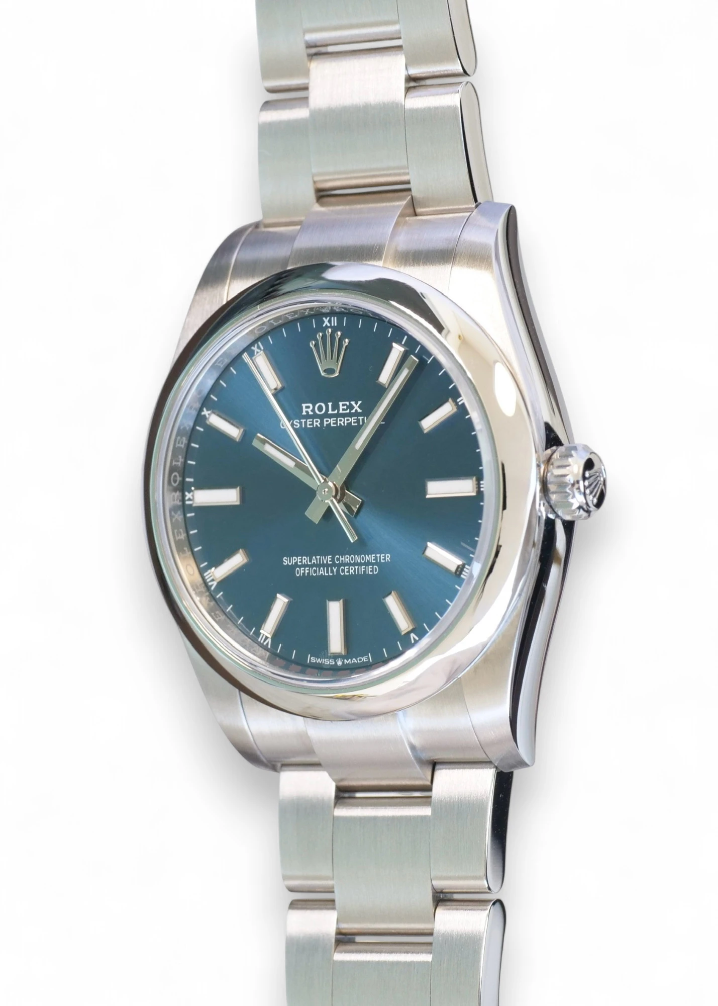 Rolex Oyster Perpetual 34 blue dial jubilee bracelet