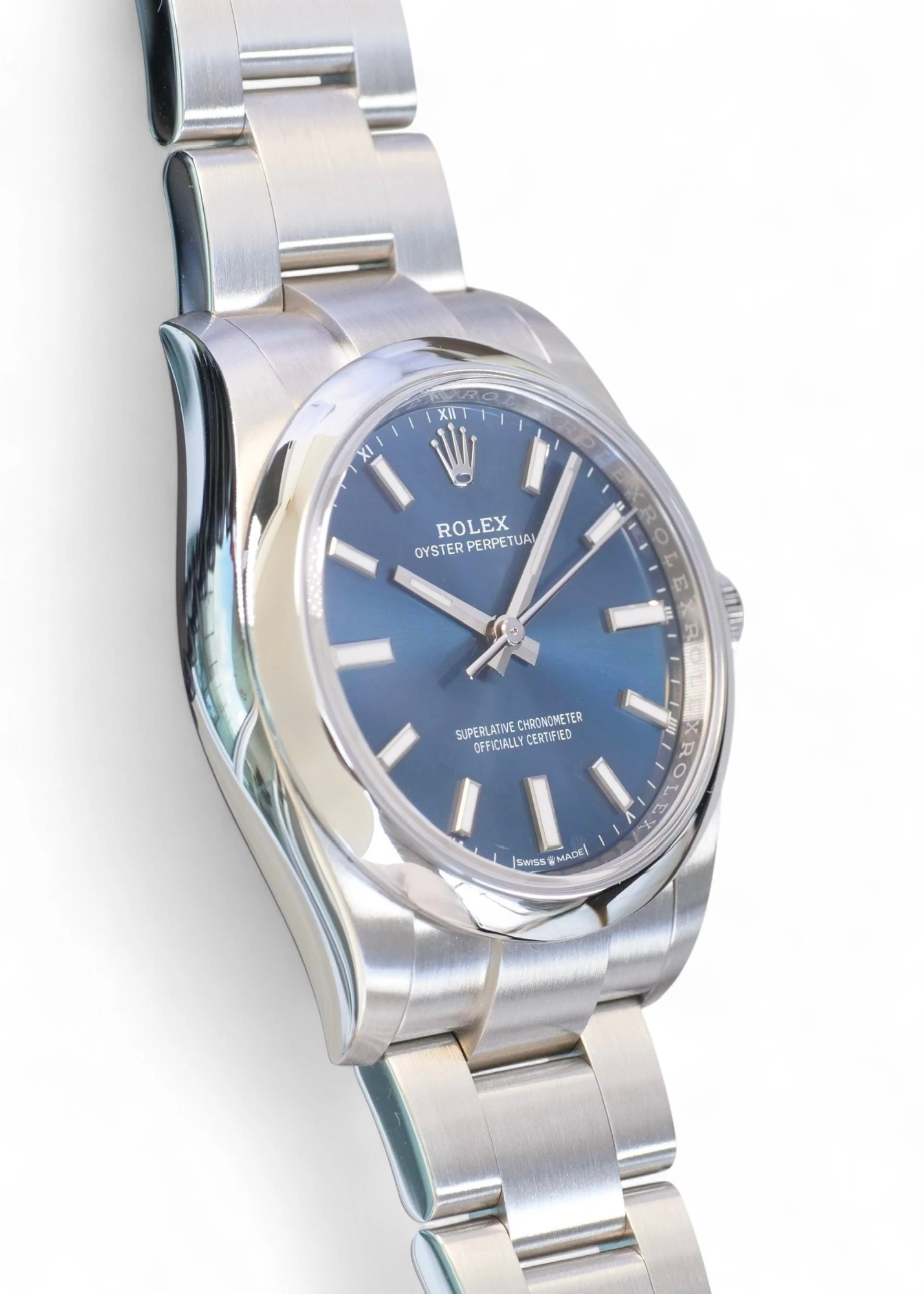 Rolex Oyster Perpetual 34 blue dial jubilee bracelet