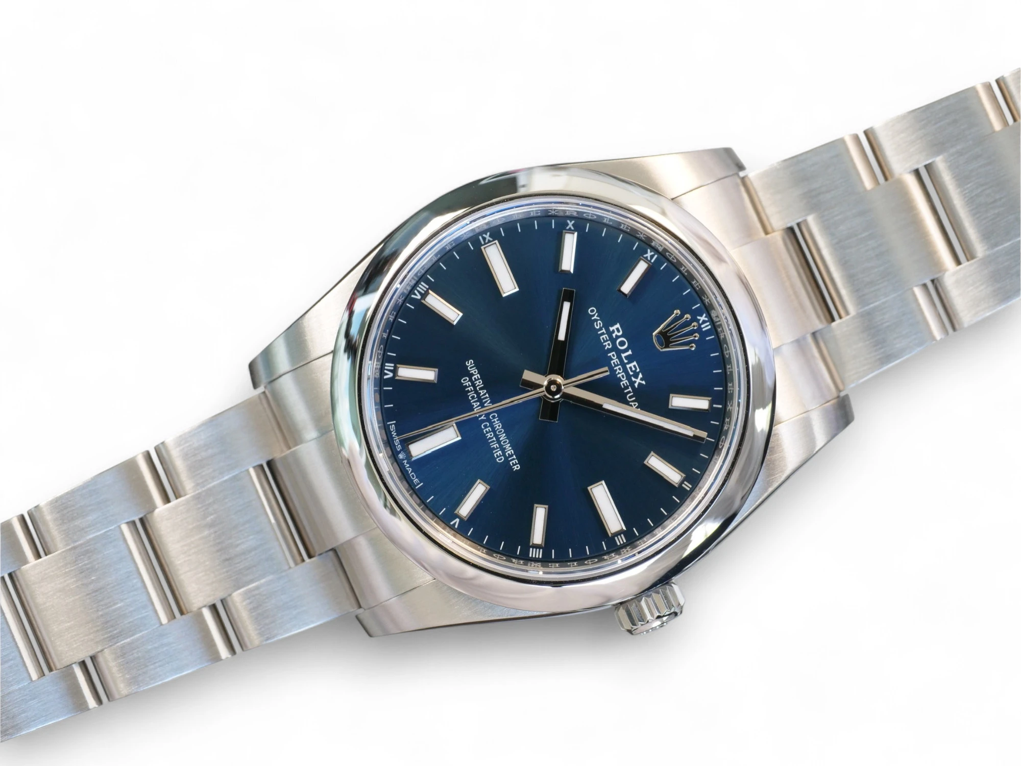 Rolex Oyster Perpetual 34 blue dial jubilee bracelet