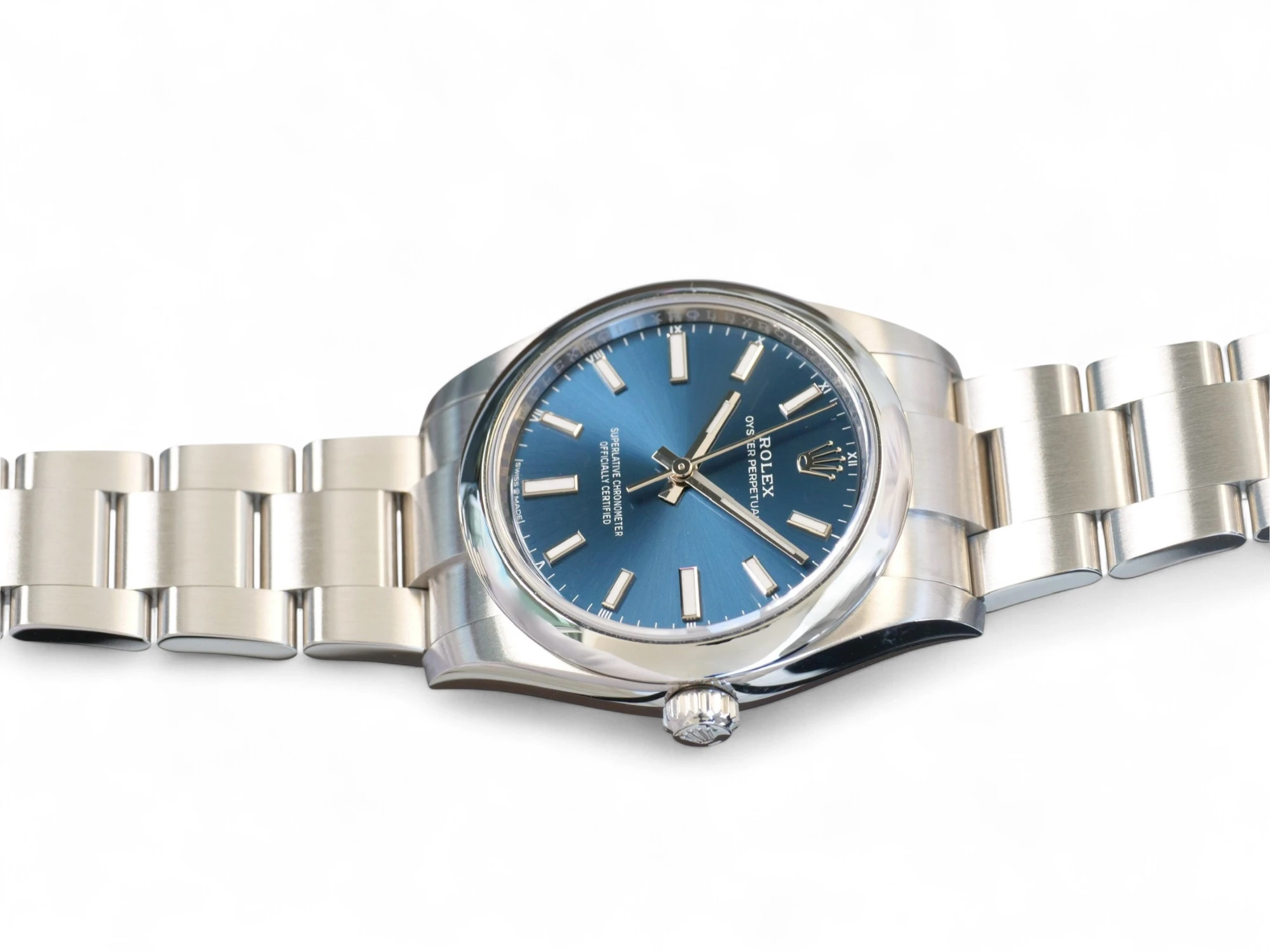 Rolex Oyster Perpetual 34 blue dial jubilee bracelet