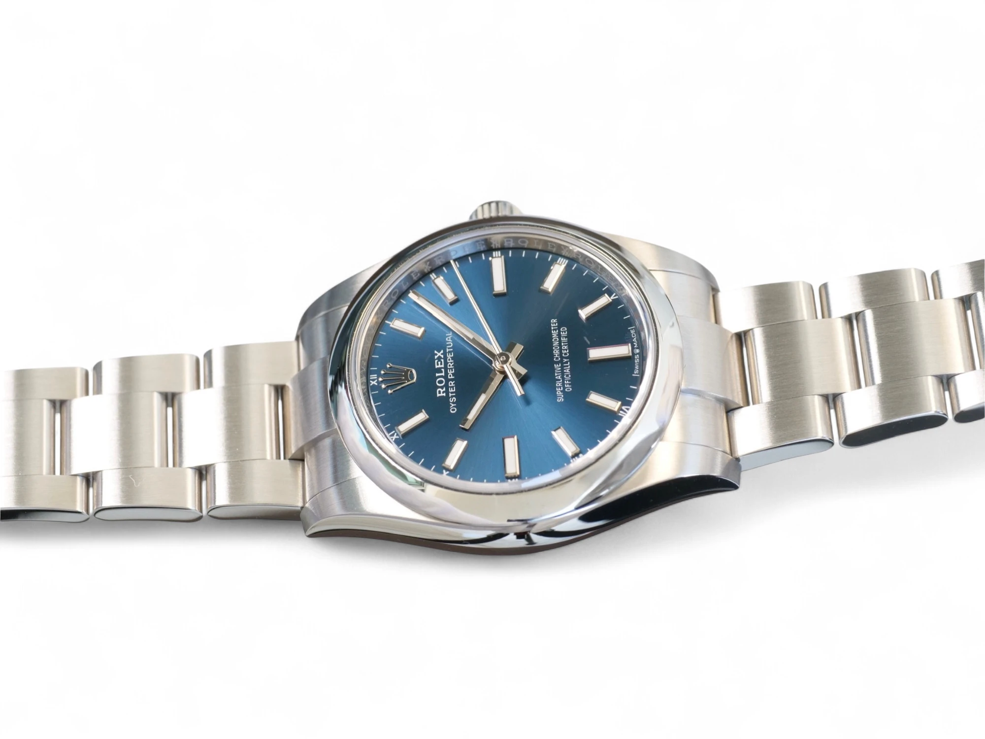 Rolex Oyster Perpetual 34 blue dial jubilee bracelet