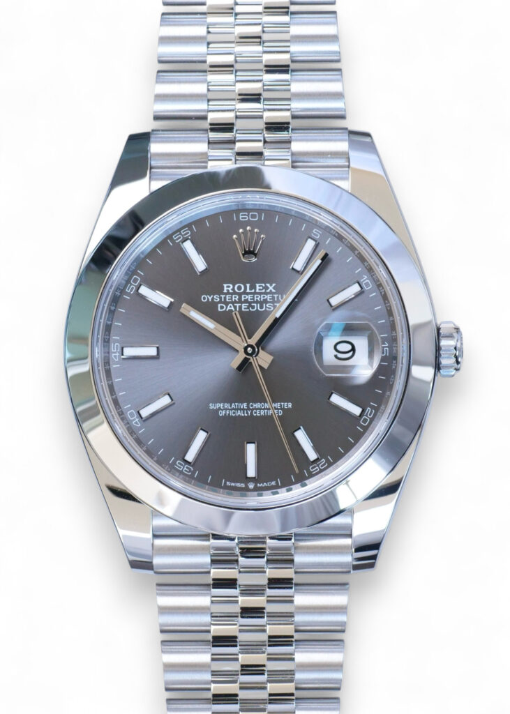 ROLEX DATEJUST 41 SLATE DIAL SMOOTH BEZEL JUBILEE BRACELET 126300
