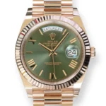 Rolex Day Date 2020 Olive Green Everose Gold Mint Condition Calibre24 full box set with NFC card and hang tag