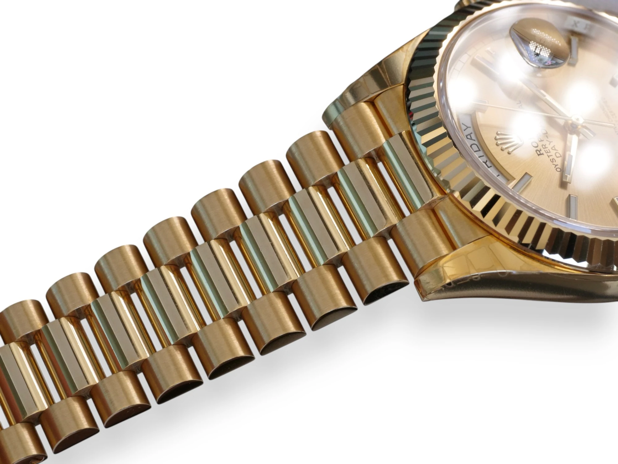 Rolex Day-Date 40 Yellow gold Champagne Dial 2016 unused unworn factory stickered for sale at calibre24.com.au