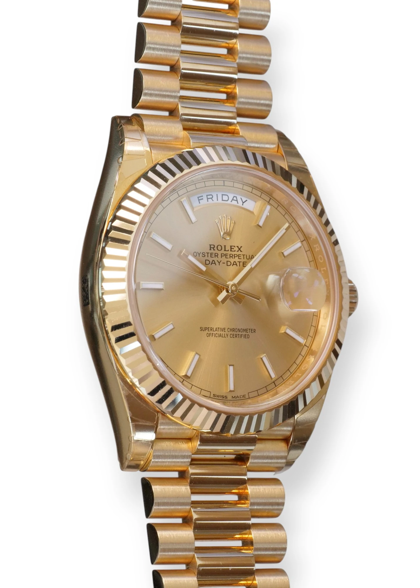 Rolex Day-Date 40 Yellow gold Champagne Dial 2016 unused unworn factory stickered for sale at calibre24.com.au