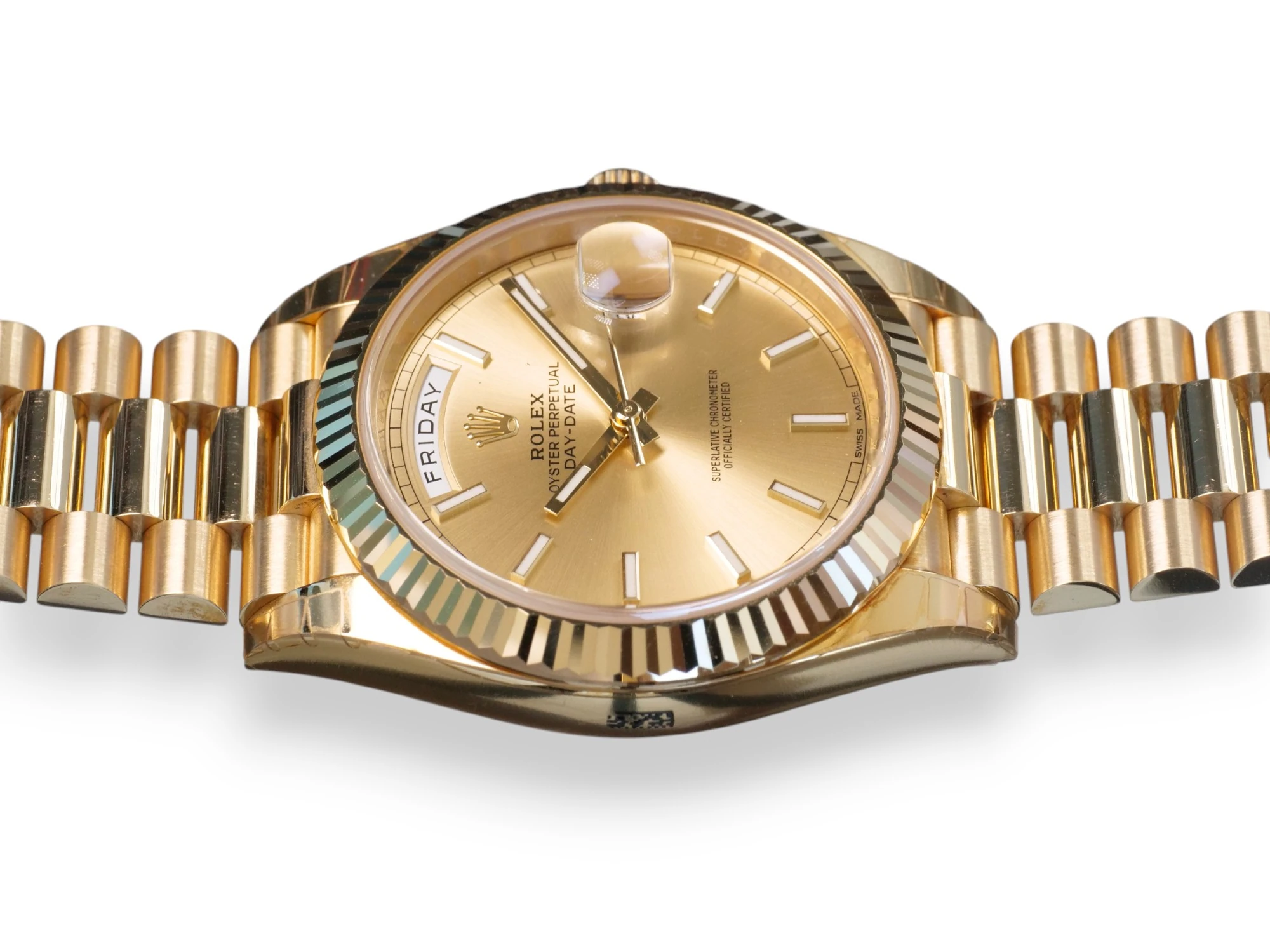 Rolex Day-Date 40 Yellow gold Champagne Dial 2016 unused unworn factory stickered for sale at calibre24.com.au